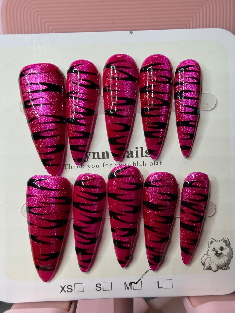 Glam Pink Zebra Stiletto Press-On Nails -